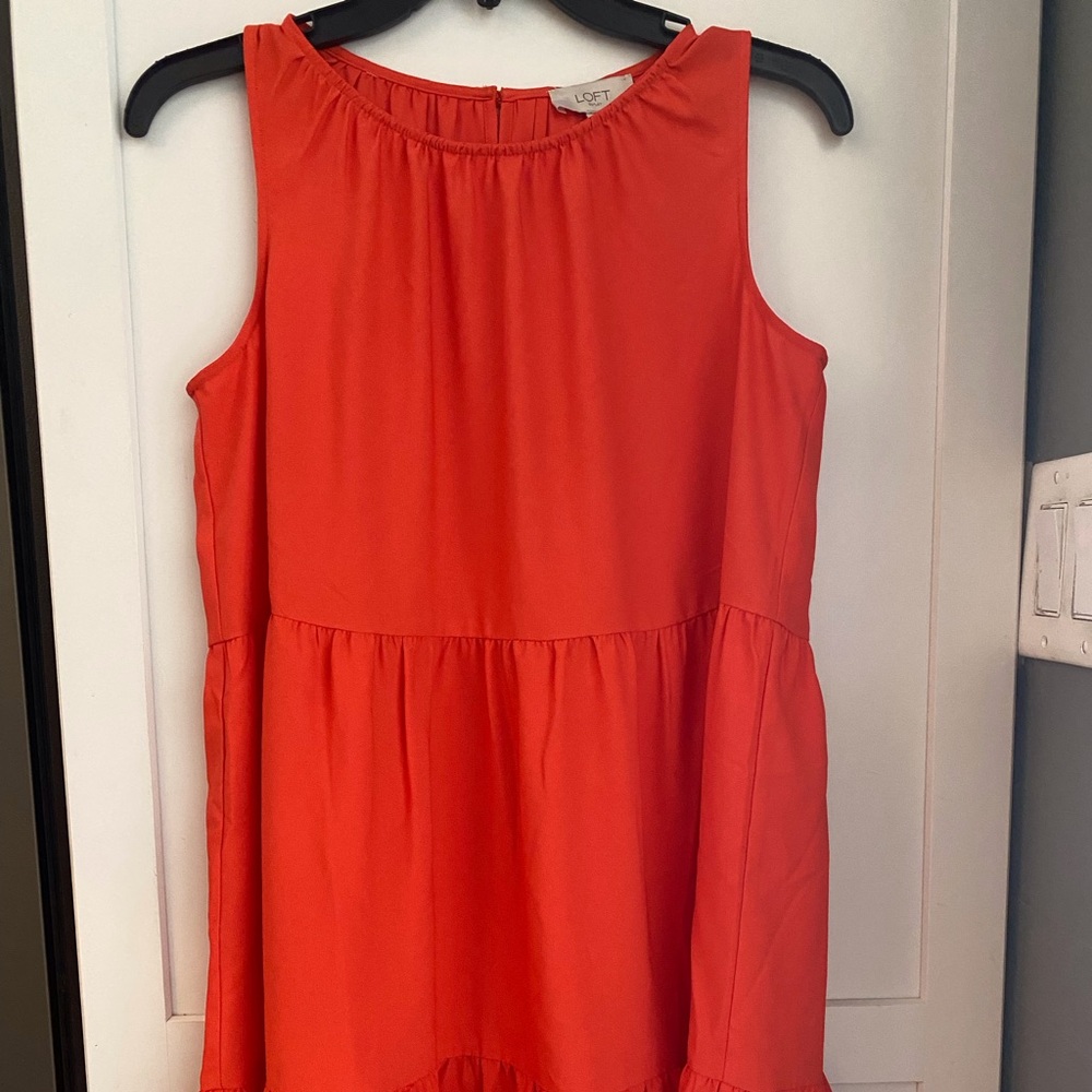 LOFT Orange sleeveless tiered dress.  Perfect for summer!